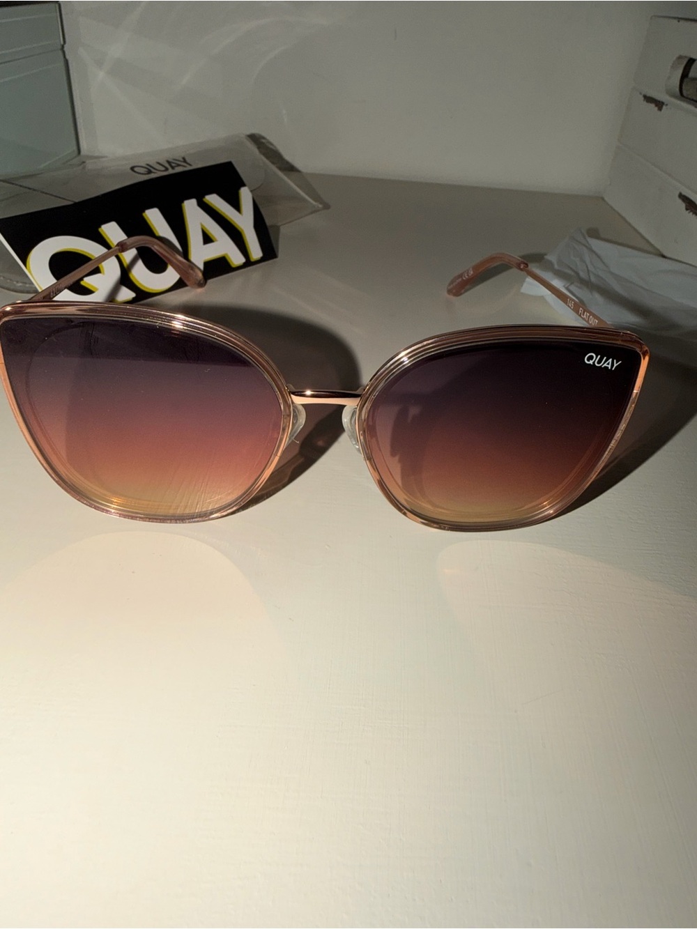 Quay Australia Pink-Tan Gradient Cat-Eye Sunglasses